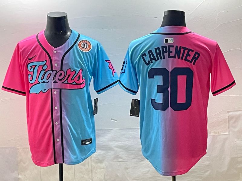 Men 2025 Detroit Tigers #30 Carpenter Blue pink Game Nike MLB Jersey style 07